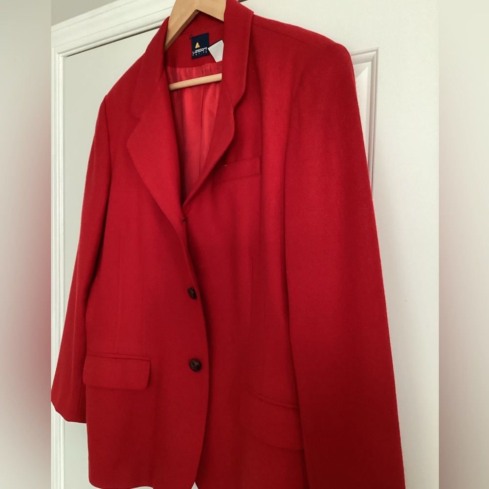 Vintage LizSport Wool Red Blazer 14 Petite - Picture 15 of 16